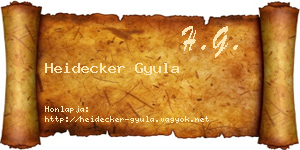 Heidecker Gyula névjegykártya